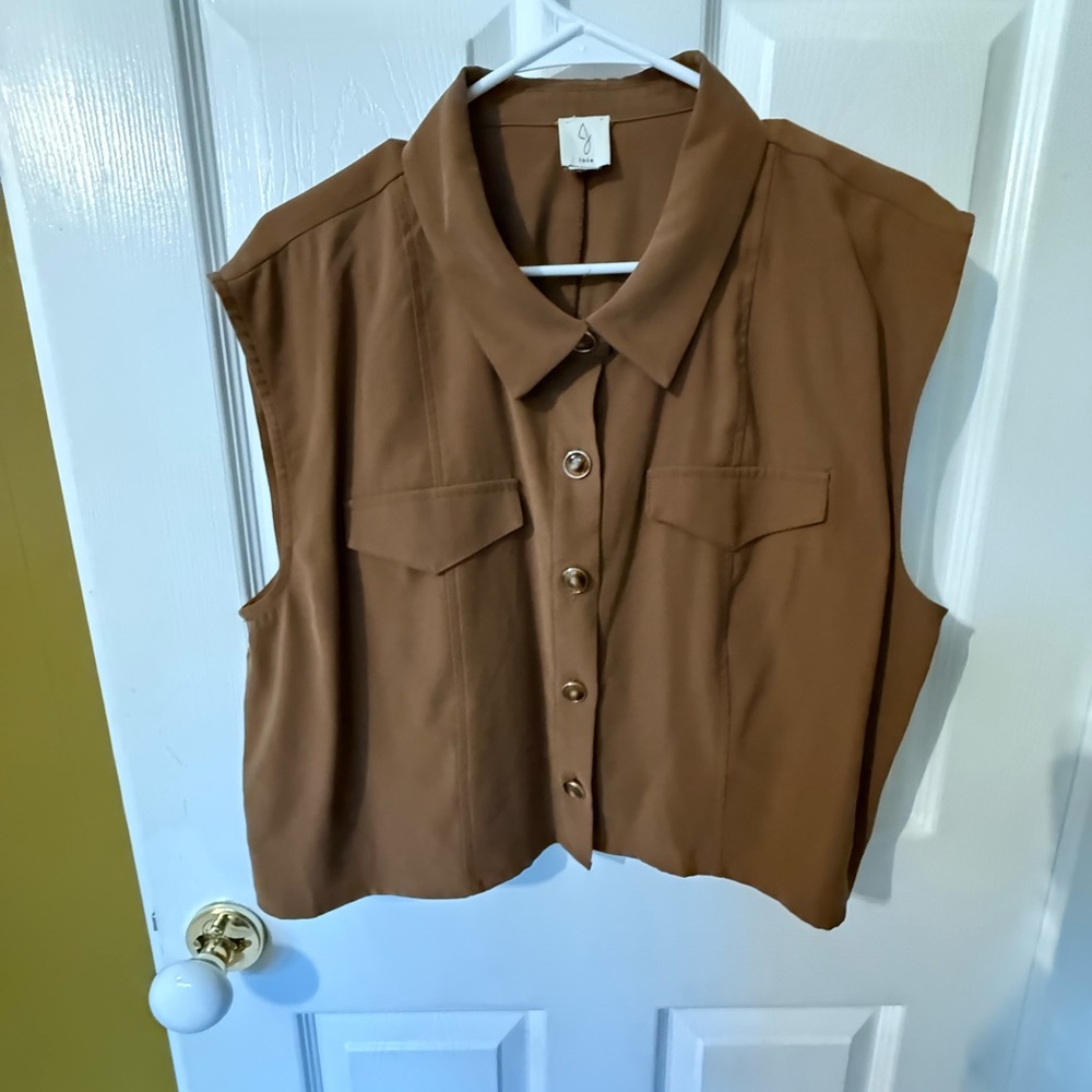 Joie Brown Sleeveless Button-Up Shirt - Picture 4 of 4